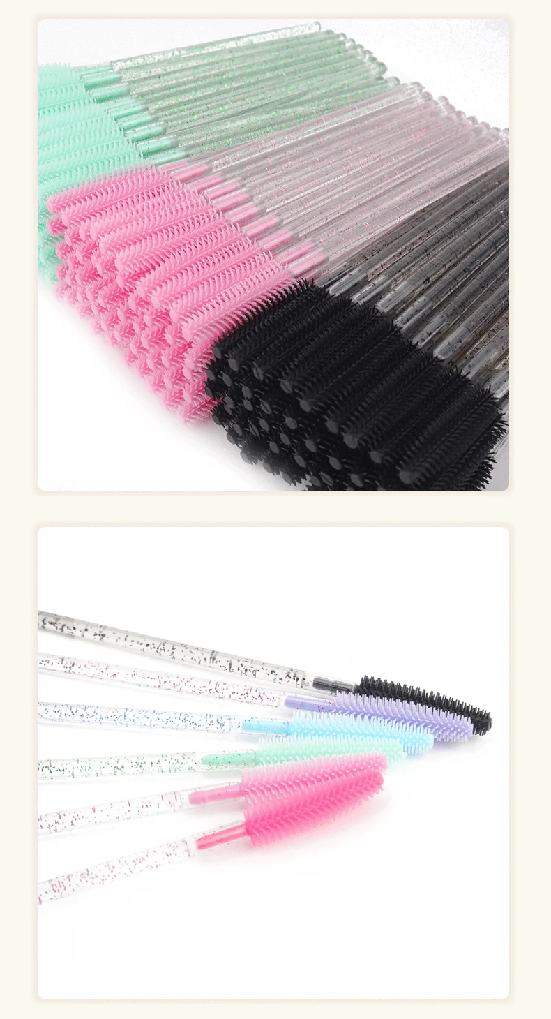 Wholesale foreign trade crystal rod silicone eyelash brush eyebrow brush color eyelash comb disposable eyelash combing tool