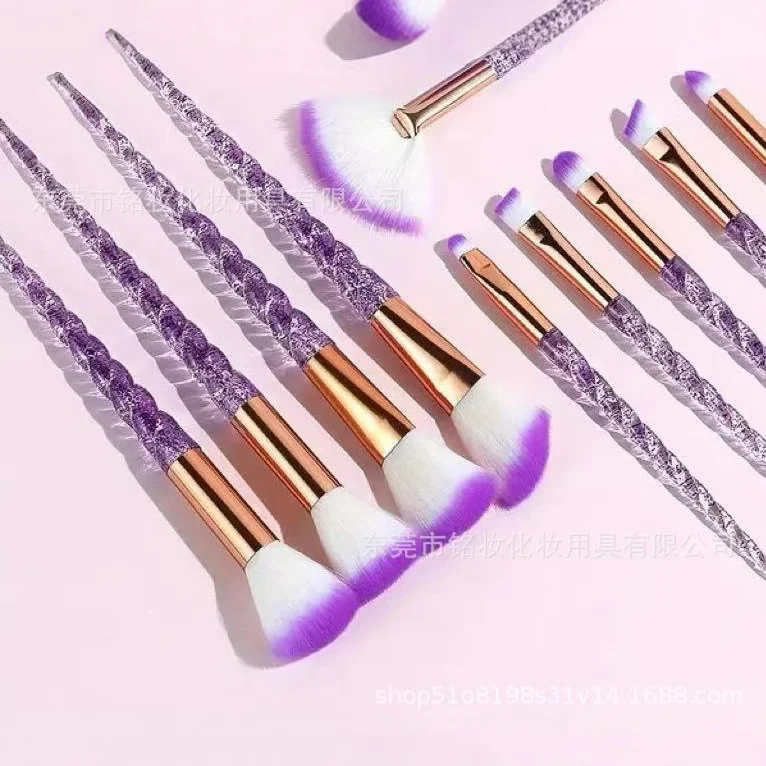 10 Pcs Threaded Makeup Brush Unicorn Makeup Brush suit Multifunctional Full Set Beauty Brush Makeup Tools