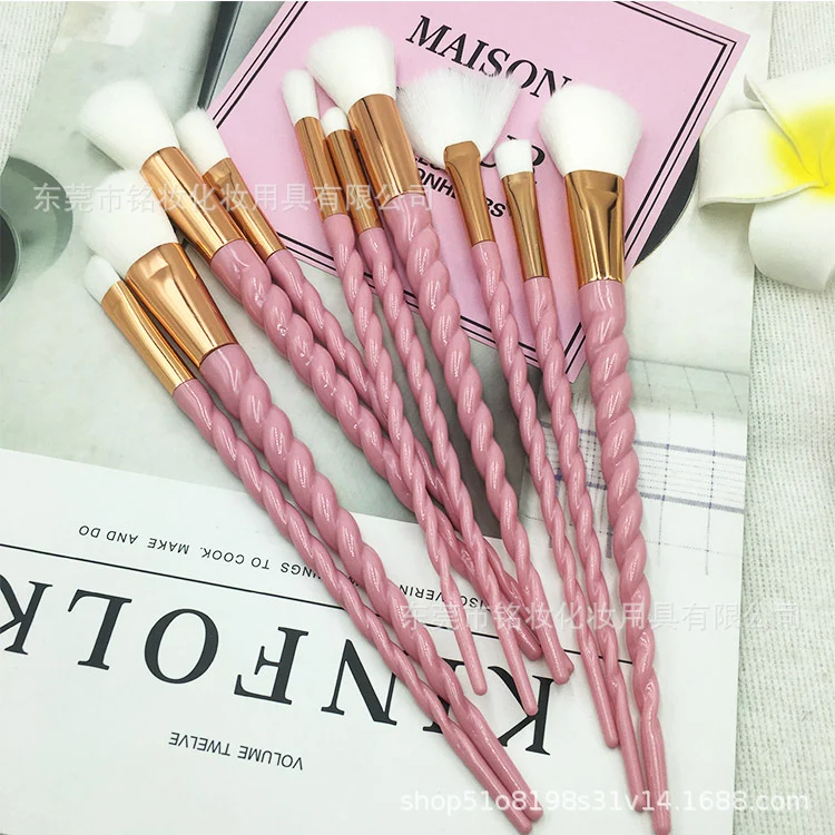 10 Pcs Threaded Makeup Brush Unicorn Makeup Brush suit Multifunctional Full Set Beauty Brush Makeup Tools