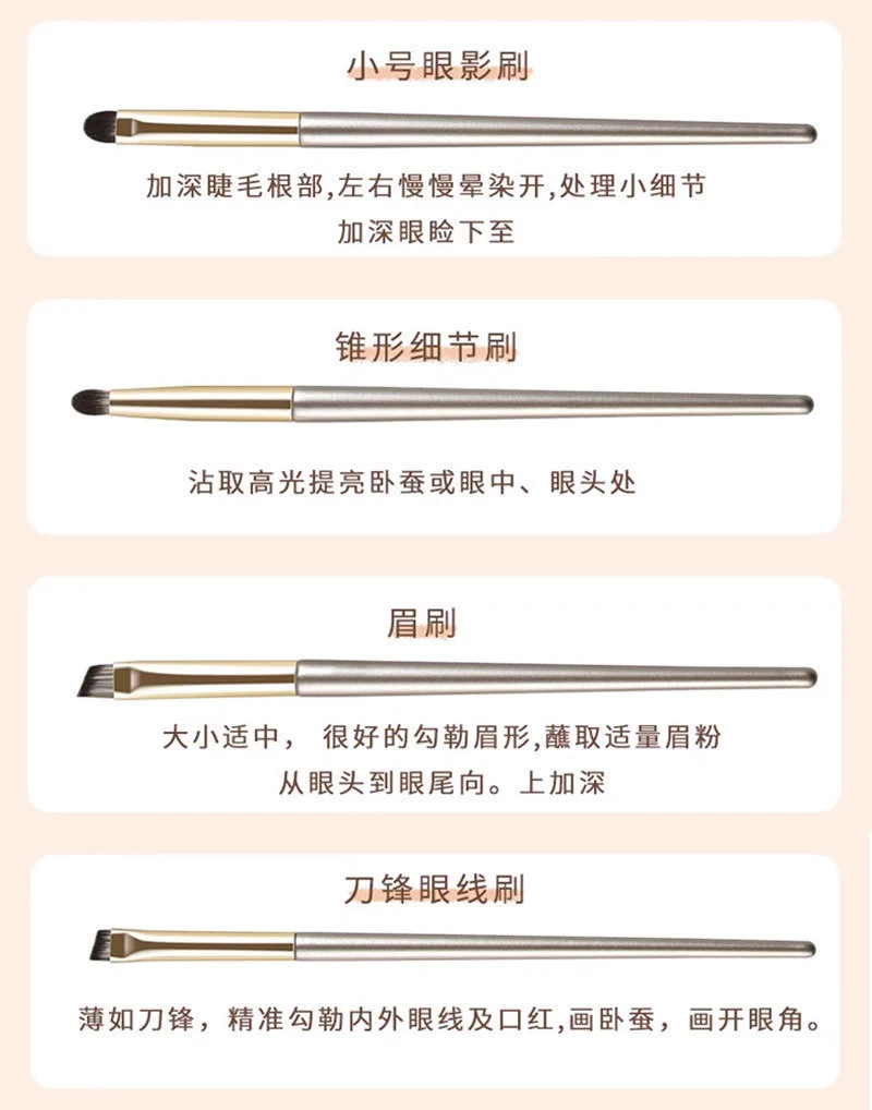 New Makeup Brush Set of 15 Gold-Plated Brushes, Complete Set of Soft-Bristled Eye Shadow Brushes, Ready for Makeup Application