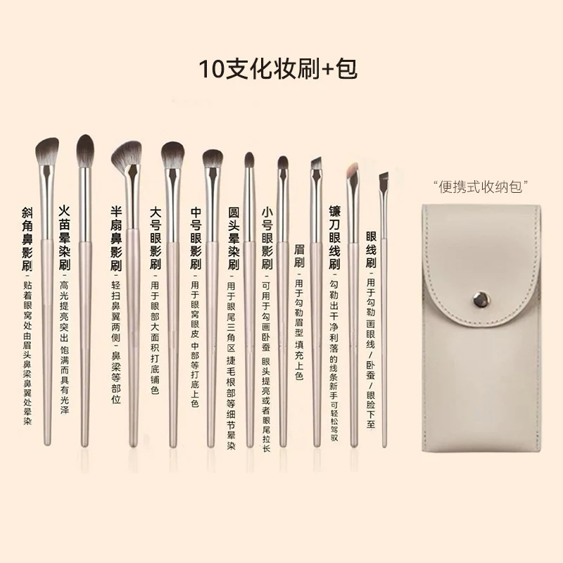 New Makeup Brush Set of 15 Gold-Plated Brushes, Complete Set of Soft-Bristled Eye Shadow Brushes, Ready for Makeup Application
