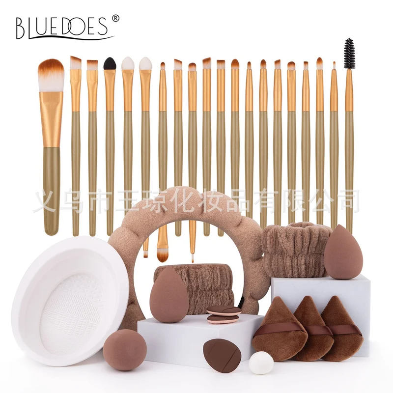 Cross-border explosions makeup brush suit 33-piece set beauty egg powder puff super soft eye shadow brush foundation brush beauty wholesale