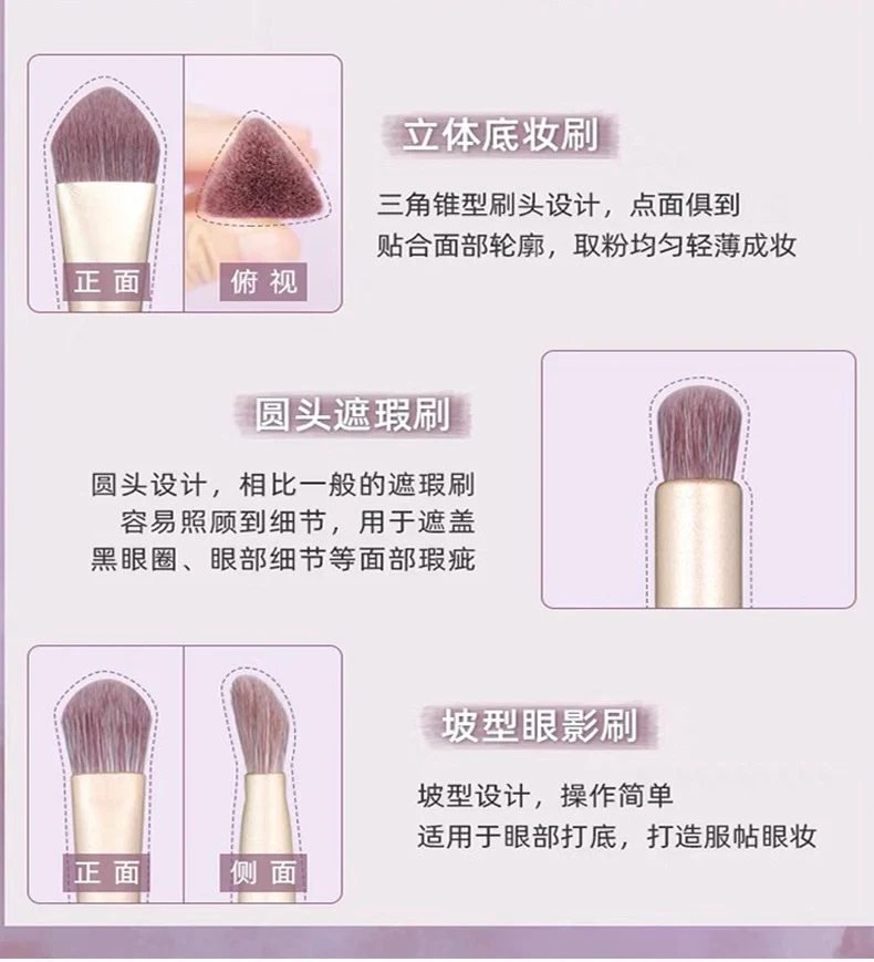 Cangzhou Little Purple Potato Makeup Brush Set Loose Powder Brush Eyeshadow Brush Foundation Brush Portable Beauty Brush Makeup Tools