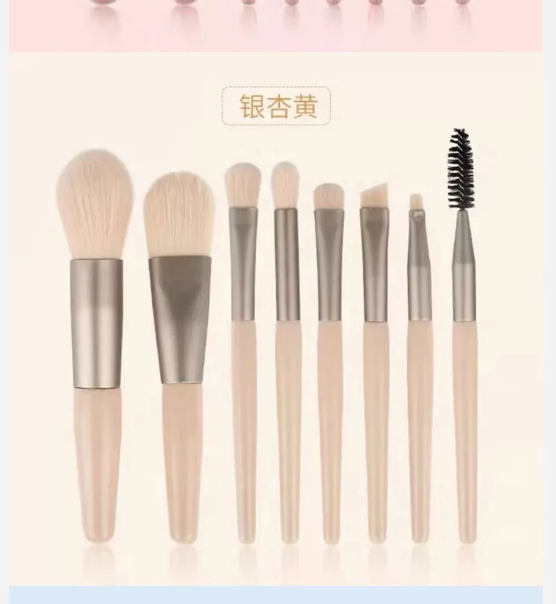 Morandi 8-Piece Beginner Makeup Brush Set Beauty Tools Portable Brushes for Beginners Eyeshadow Brush Loose Powder Setting Brush