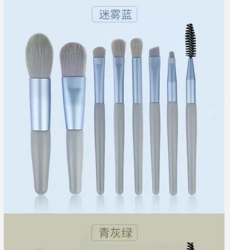Morandi 8-Piece Beginner Makeup Brush Set Beauty Tools Portable Brushes for Beginners Eyeshadow Brush Loose Powder Setting Brush