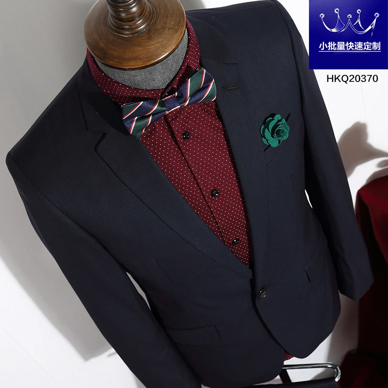British Striped Men's Suit Slim Fit Business Gentleman Gray Business Suit for Banquet Light Business Style