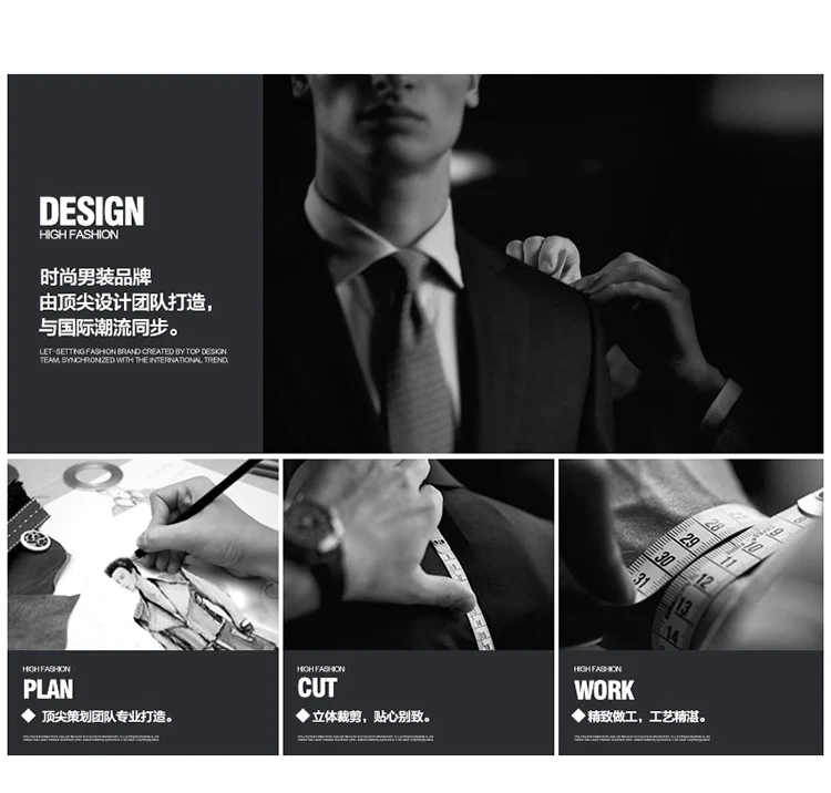 British Striped Men's Suit Slim Fit Business Gentleman Gray Business Suit for Banquet Light Business Style