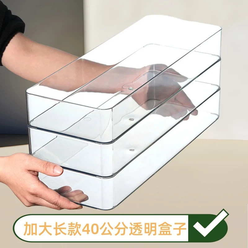 Enlarge 40cm Long Transparent Box Narrow Long Square Storage Box 15cm Wide Water-tight Drawer Finishing