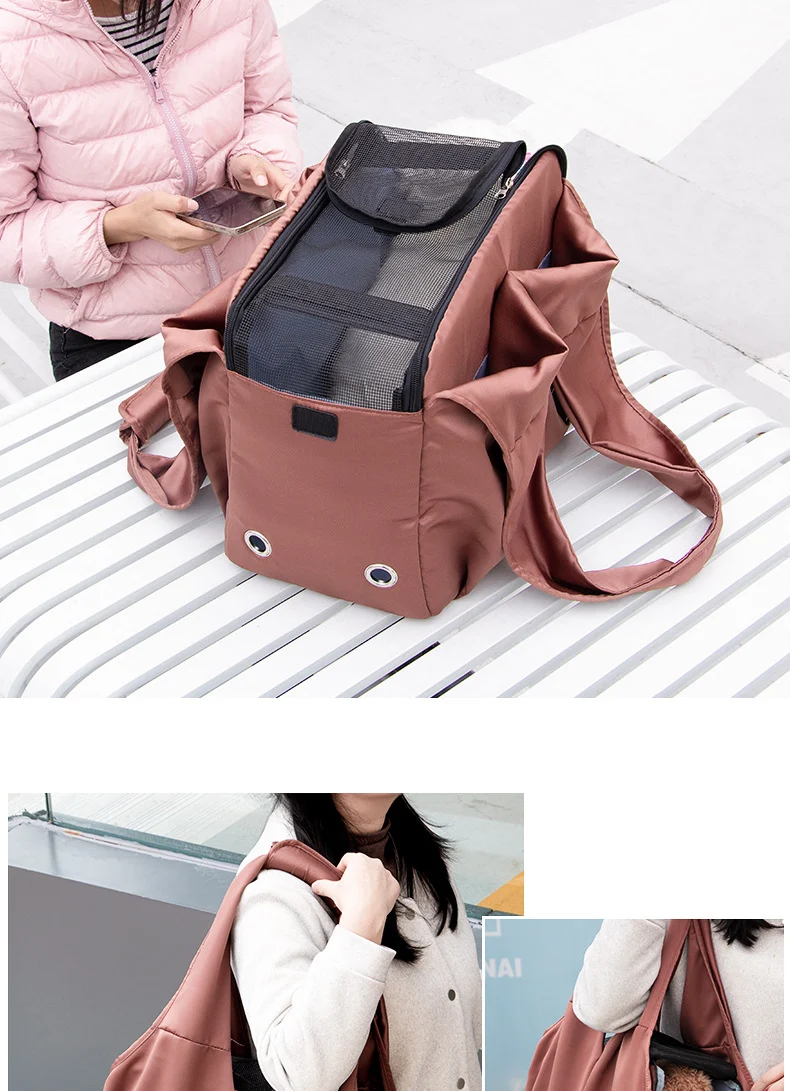 Cat Bag Outgoing Portable Pet Bag Large Capacity Breathable Cat Backpack with Dog One-Shoulder Handbag Soft