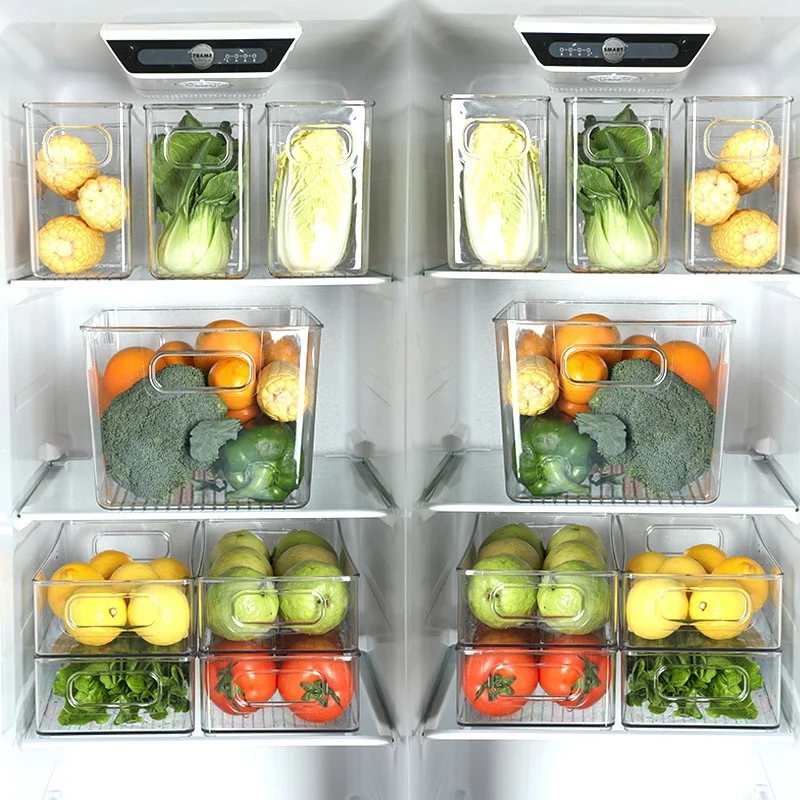 Multi-size Transparent Refrigerator Storage Box Snacks and Sundries Storage Box Cosmetic Finishing Multifunctional Transparent Superposable