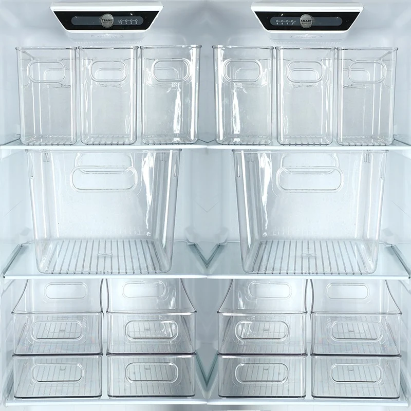Multi-size Transparent Refrigerator Storage Box Snacks and Sundries Storage Box Cosmetic Finishing Multifunctional Transparent Superposable