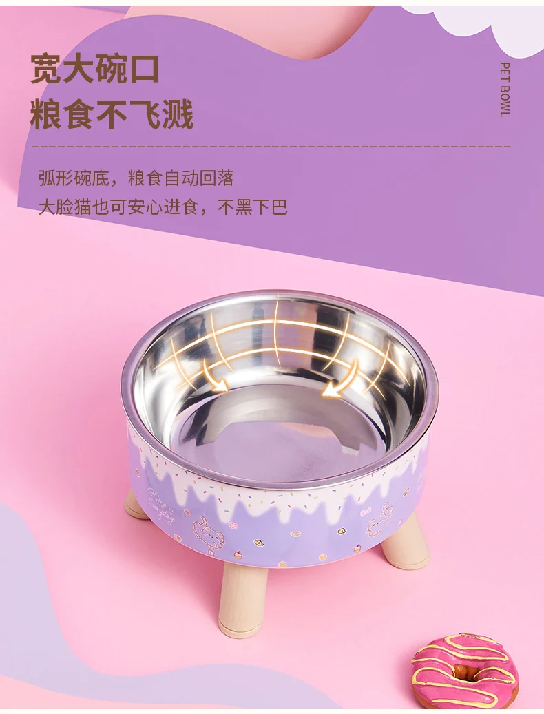 Pet Bowl Anti-overturning Cat Bowl Pet Stainless Steel Dog Bowl Cat Neck Protection High Foot Bowl Dog Food Utensils Cross-border New