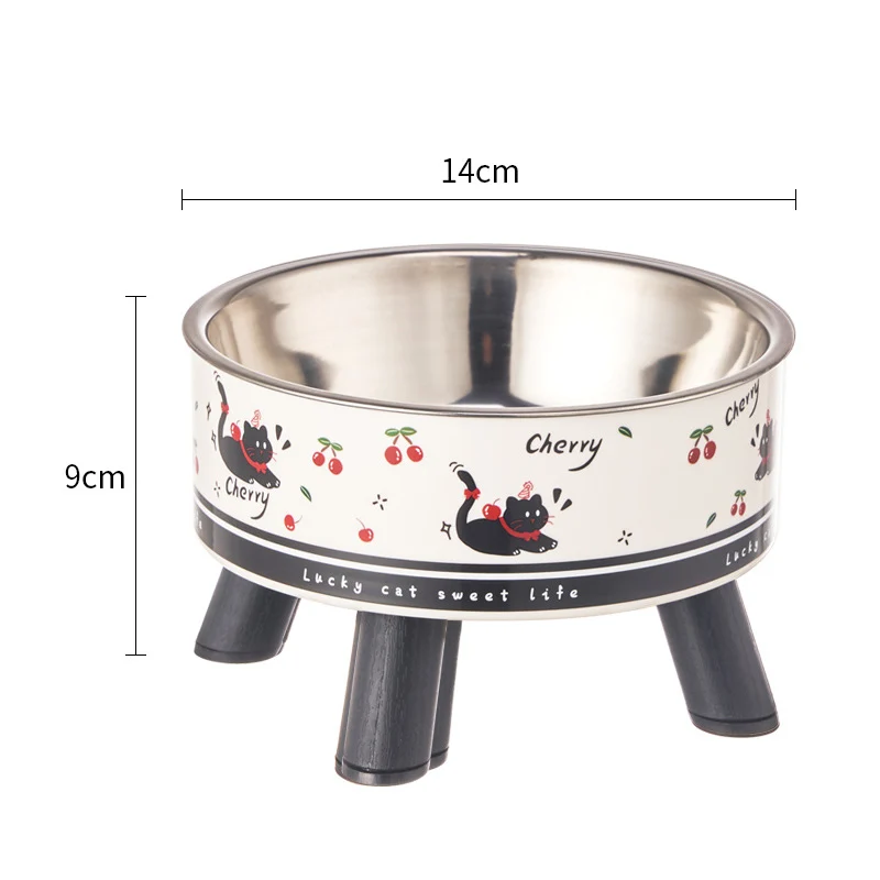 Pet Bowl Anti-overturning Cat Bowl Pet Stainless Steel Dog Bowl Cat Neck Protection High Foot Bowl Dog Food Utensils Cross-border New
