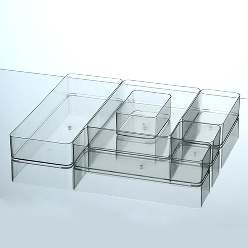 Desktop Storage Box Drawer Built-in Partition Transparent Acrylic Narrow Long Rectangular Cosmetic Workstation Kitchen