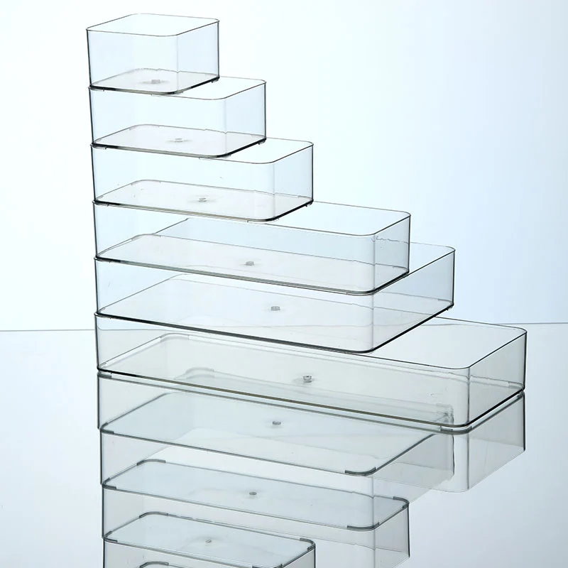 Desktop Storage Box Drawer Built-in Partition Transparent Acrylic Narrow Long Rectangular Cosmetic Workstation Kitchen