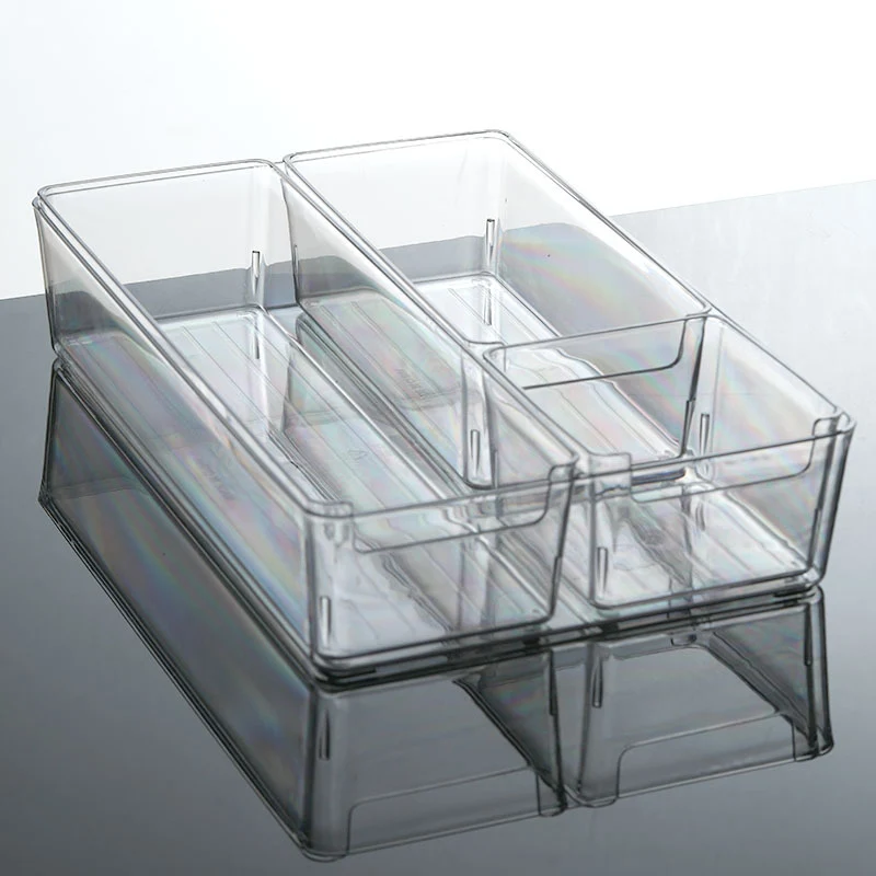 Desktop Storage Box Drawer Built-in Partition Transparent Acrylic Narrow Long Rectangular Cosmetic Workstation Kitchen