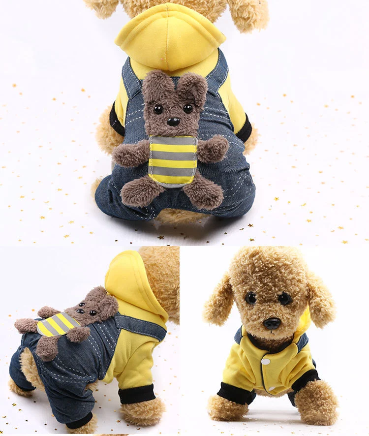 Cross-Border Pet Dog Clothes, Cat Autumn and Winter Four-Legged Cotton Coat, Cartoon Transformation Clothing, Cat Clothing, Dog Clothing Supplies