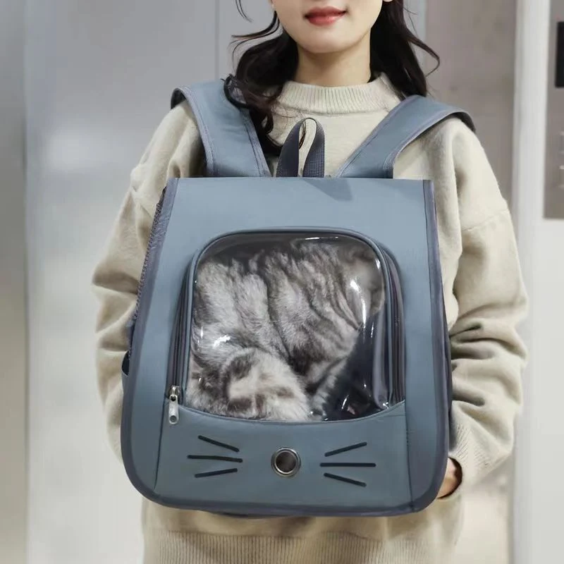 Cross-Border Backpack Cat Bag, Transparent and Visible, Portable Pet Supplies for Outings, Large-Capacity Space Capsule Backpack, Breathable and Lightweight