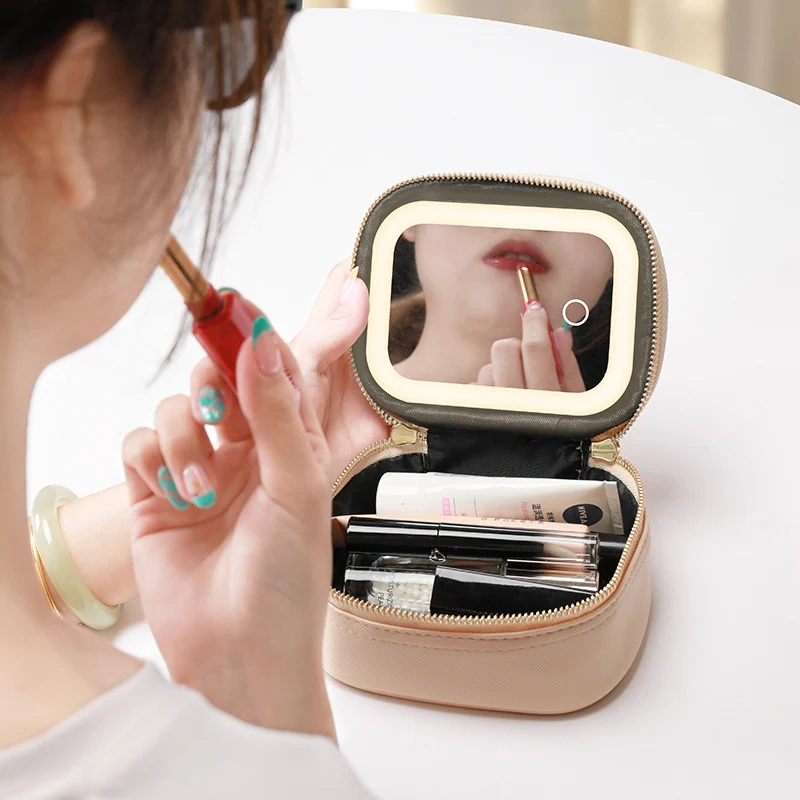 Cosmetic Bag with LED Light Portable small size Cosmetic Case Travel Cosmetic Storage Box