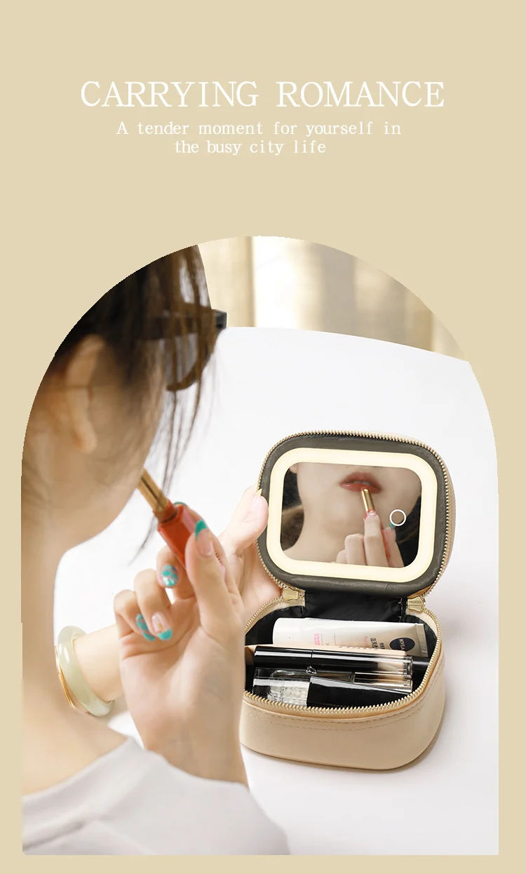 Cosmetic Bag with LED Light Portable small size Cosmetic Case Travel Cosmetic Storage Box