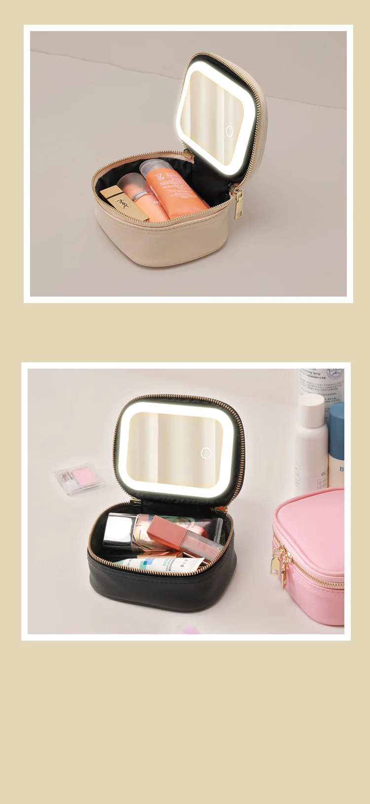 Cosmetic Bag with LED Light Portable small size Cosmetic Case Travel Cosmetic Storage Box