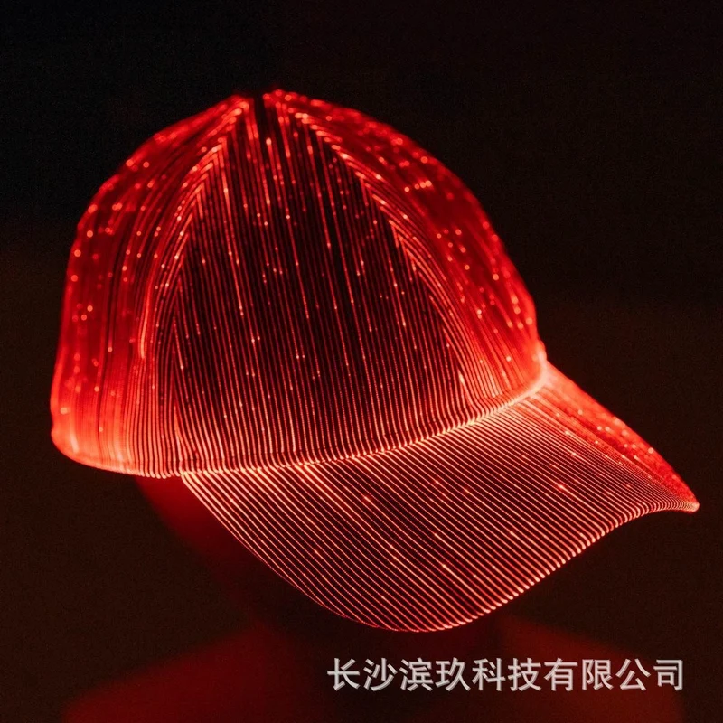 Four Seasons Korean Style Unisex Light-Up Baseball Cap Led Fiber Optic Light-Up Hat Black and White Couple Trendy Breathable Cap