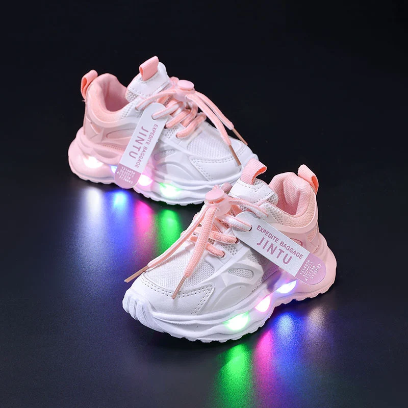 Children's Sports Light-up Gradient Shoes 2025 New Female Torre Shoes Small and Medium-sized Kids Boys and Students LED Luminous Running Shoes