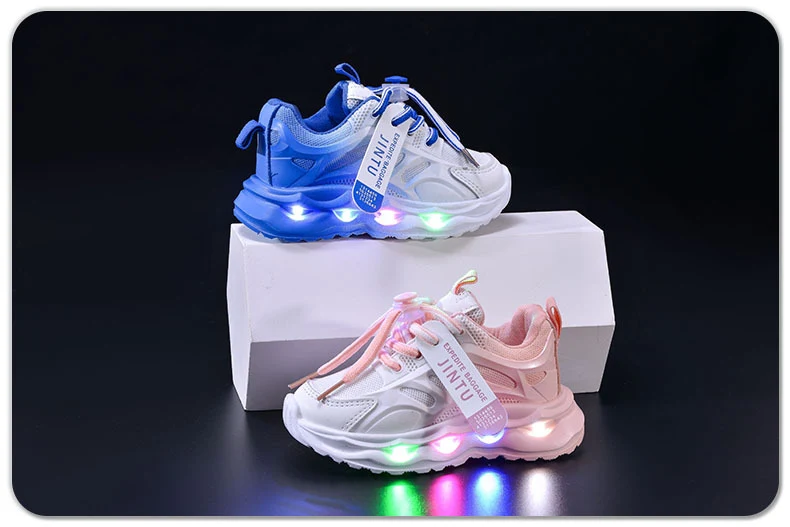 Children's Sports Light-up Gradient Shoes 2025 New Female Torre Shoes Small and Medium-sized Kids Boys and Students LED Luminous Running Shoes