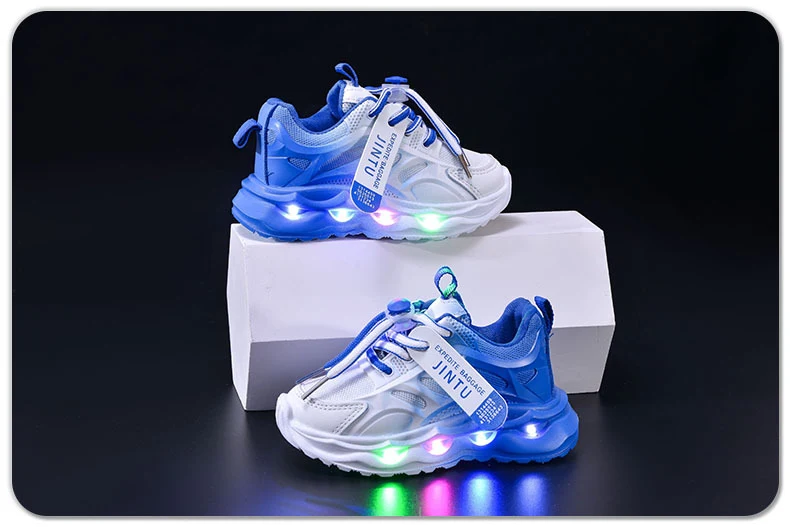Children's Sports Light-up Gradient Shoes 2025 New Female Torre Shoes Small and Medium-sized Kids Boys and Students LED Luminous Running Shoes