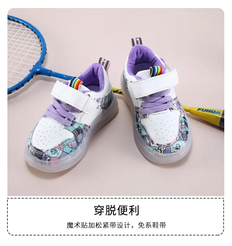 2022 New Spring and Autumn Breathable Fashion Sneakers Children's Luminous Shoes Princess Wings Led Light Children's Shoes