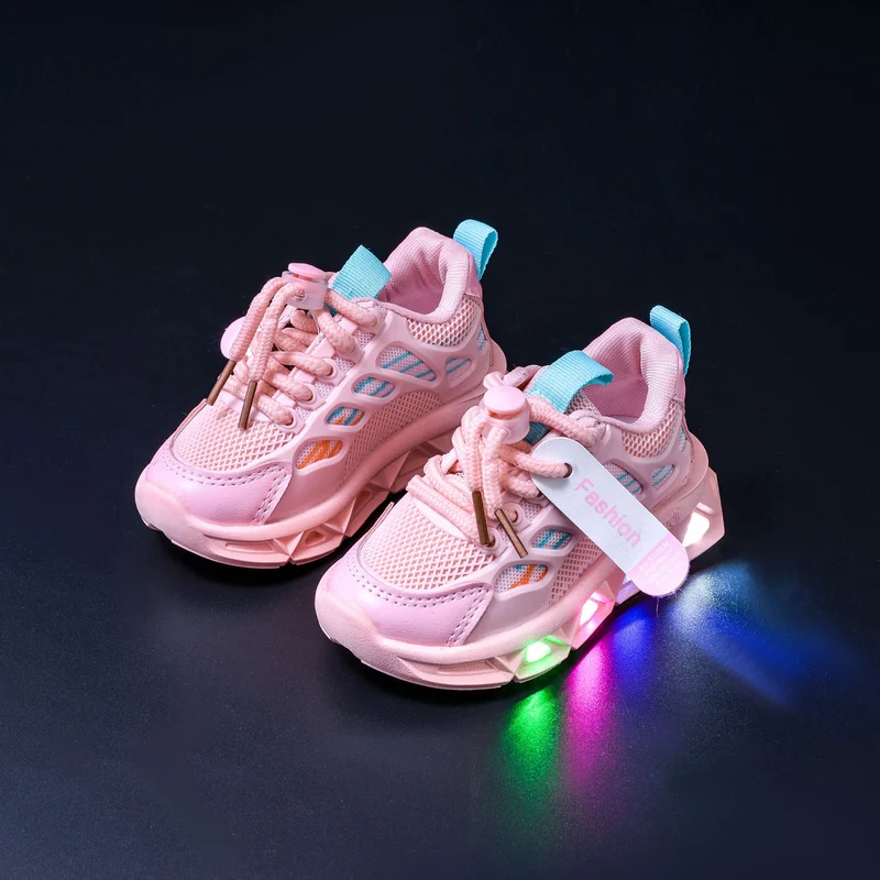 Light-Up Children's Shoes 2025 Spring & Fall New Led Light-Up Soft-Soled Sports Shoes for Small and Medium-Sized Children Women's Fashionable Casual Dad Shoes