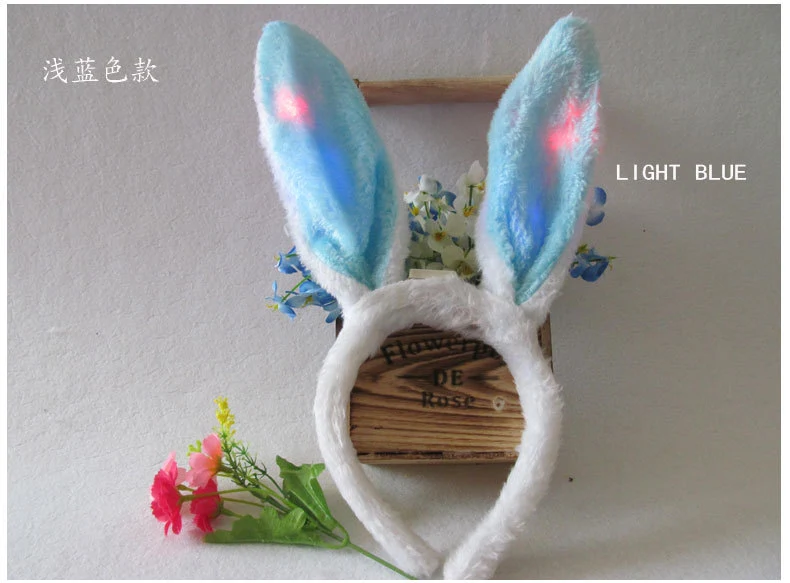 Led Light-Up Plush Bunny Ears Headband for Kids with Light-Up Hair Clip Decoration for Party Performance Props Styling