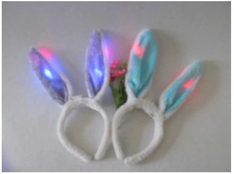 Led Light-Up Plush Bunny Ears Headband for Kids with Light-Up Hair Clip Decoration for Party Performance Props Styling