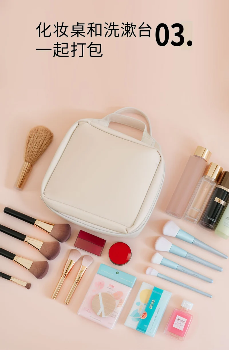 LED with Mirror Cosmetic Bag Light Luxury High-end Toiletry Bag 2024 New Portable Large Capacity Brush Transparent Ins