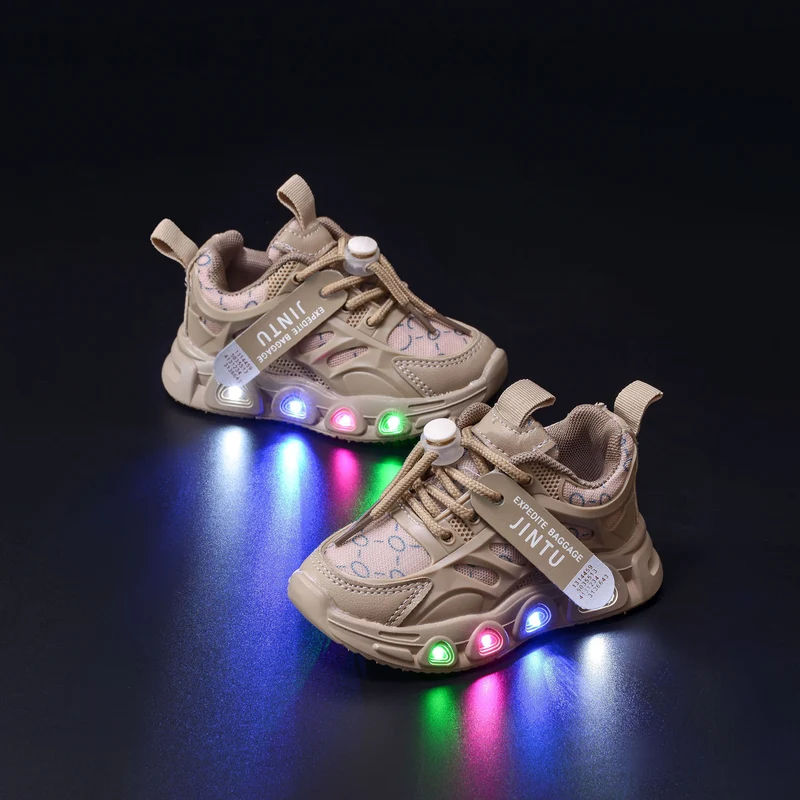 Spring and Autumn New Style Luminous Men's Sports Shoes with Lights, Cloth Women's Casual Shoes, Children's Led Lighted Toddler Shoes in Stock