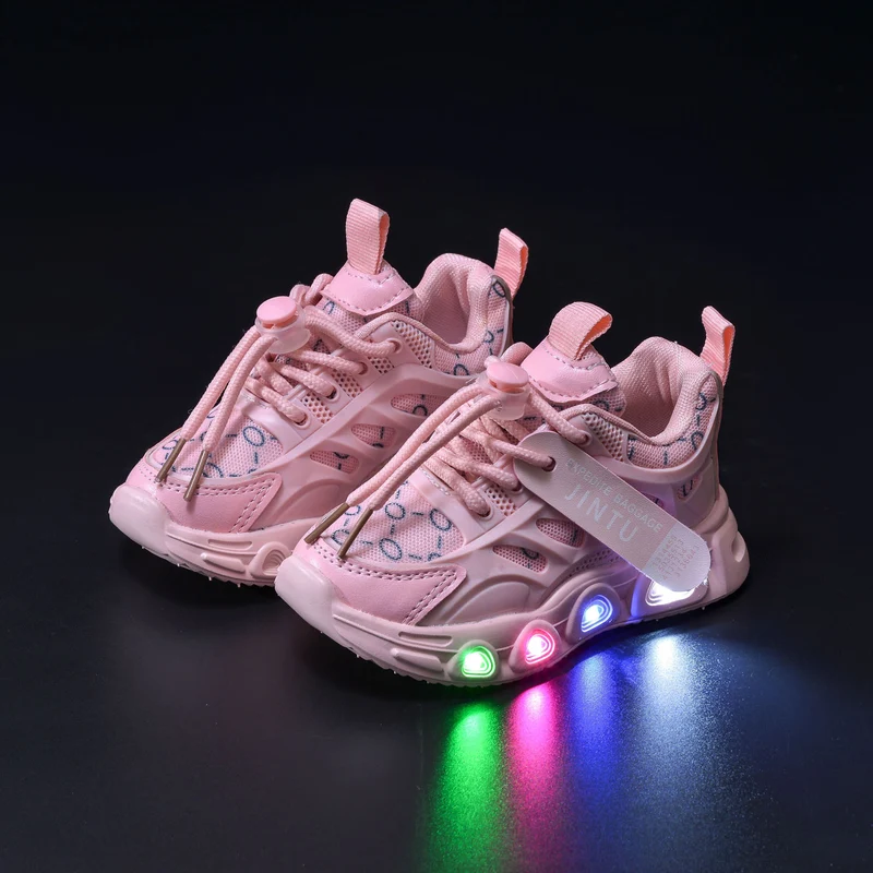 Spring and Autumn New Style Luminous Men's Sports Shoes with Lights, Cloth Women's Casual Shoes, Children's Led Lighted Toddler Shoes in Stock