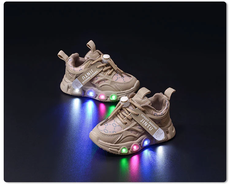 Spring and Summer New Children's Luminous Cloth Noodles for Boys sneaker 1-6 Years Old LED Light Shoes Casual Girls Schoolwalking Lights Shoes