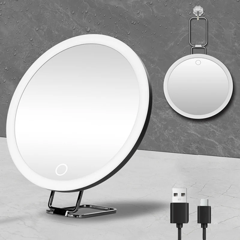 6 inch LED light-emitting makeup mirror 30 times 40 times rechargeable led light with lamp amplification 360 degree rotating makeup mirror