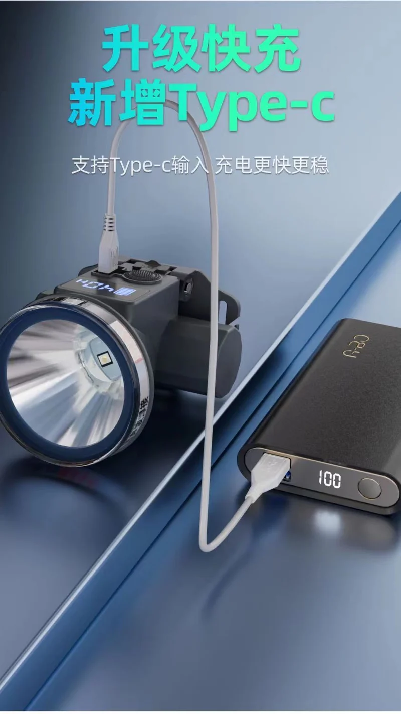 Headlight Strong Light Outdoor Special Led Ultra-Long Battery Life Rechargeable Waterproof Searchlight Super Bright Night Fishing Long-Range Fishing Light