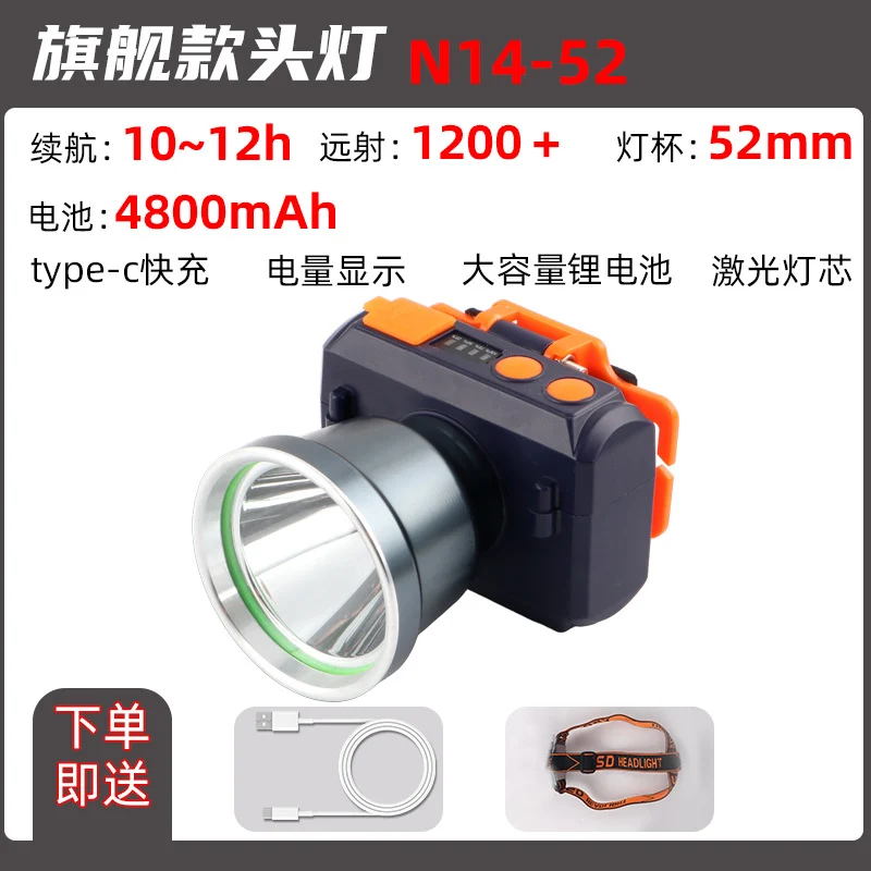 Headlight Strong Light Outdoor Special Led Ultra-Long Battery Life Rechargeable Waterproof Searchlight Super Bright Night Fishing Long-Range Fishing Light