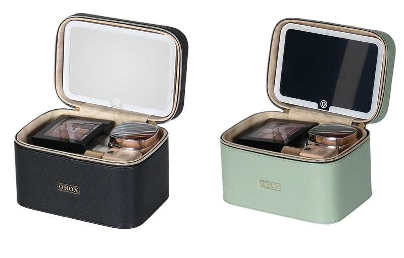 Cross-Border Led Mirror Travel Makeup Bag, Makeup Mirror, Cosmetics Portable Large-Capacity Makeup Case, Hand-Held Beauty Bag