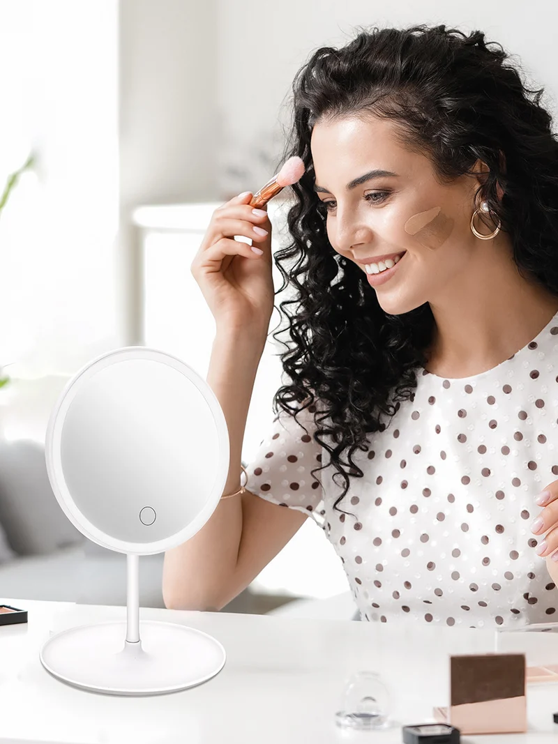 Cross-Border Led Mirror Travel Makeup Bag, Makeup Mirror, Cosmetics Portable Large-Capacity Makeup Case, Hand-Held Beauty Bag
