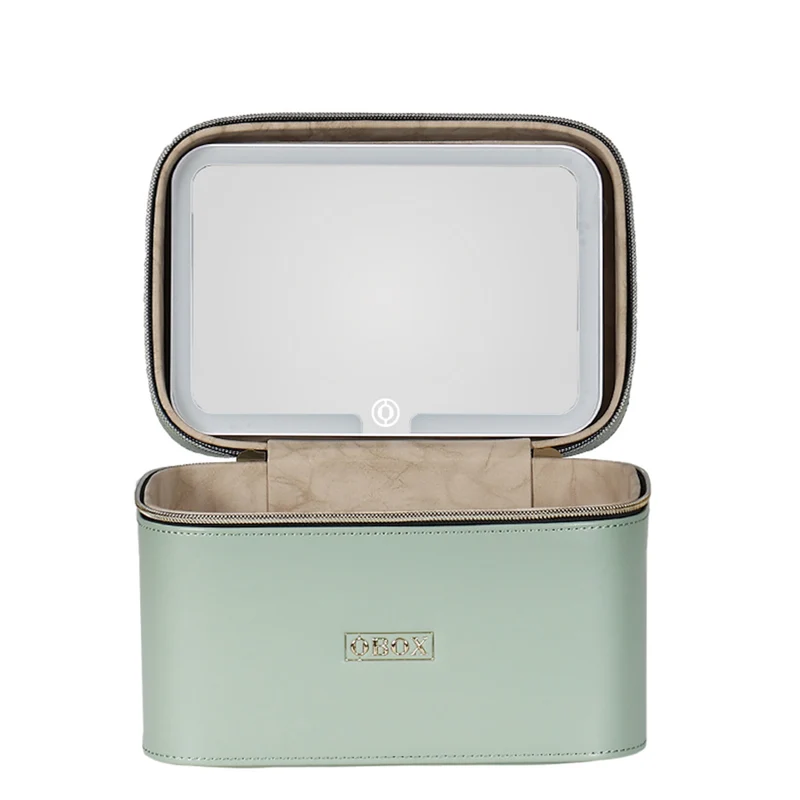 Cross-Border Led Mirror Travel Makeup Bag, Makeup Mirror, Cosmetics Portable Large-Capacity Makeup Case, Hand-Held Beauty Bag