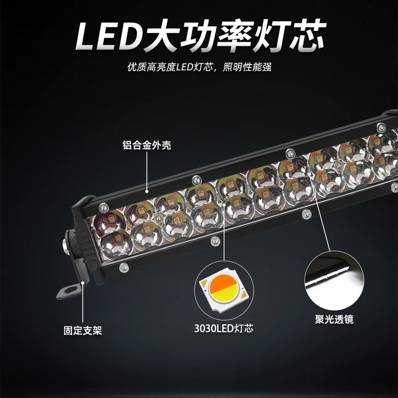 High-Brightness Led Work Spotlight, 20-Lamp Work Light, Double-Row Strip Light, Off-Road Vehicle Car Modified License Plate Light