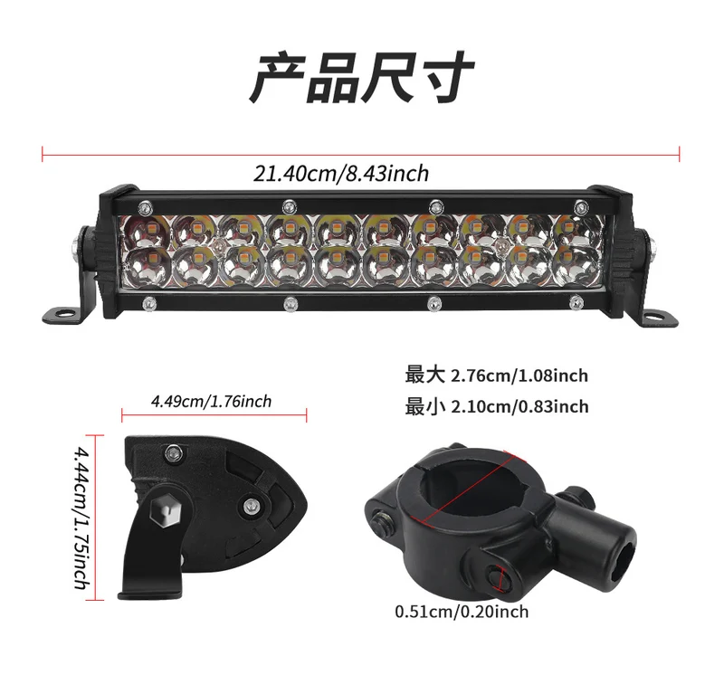High-Brightness Led Work Spotlight, 20-Lamp Work Light, Double-Row Strip Light, Off-Road Vehicle Car Modified License Plate Light