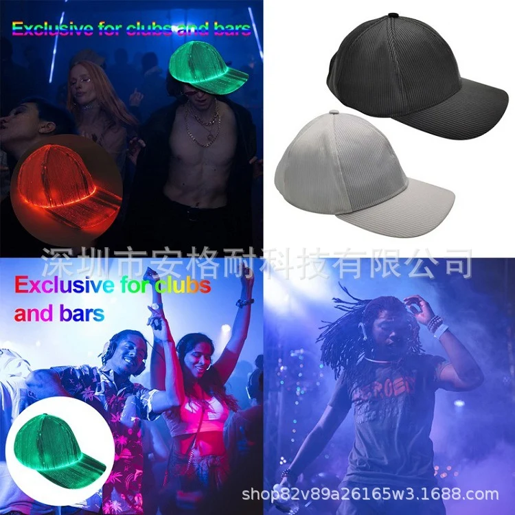 Cross-border charging LED fiber cap LED light knitted hat autumn and winter night running with light luminous hat