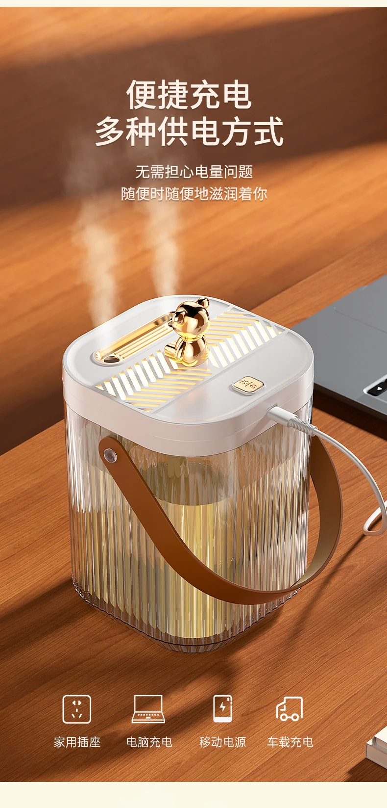 Cross-Border Desktop Humidifier for Home Bedroom Extra Large Capacity Ambient Light Double Nozzle Extra Large Mist Volume Sprayer Dropshipping