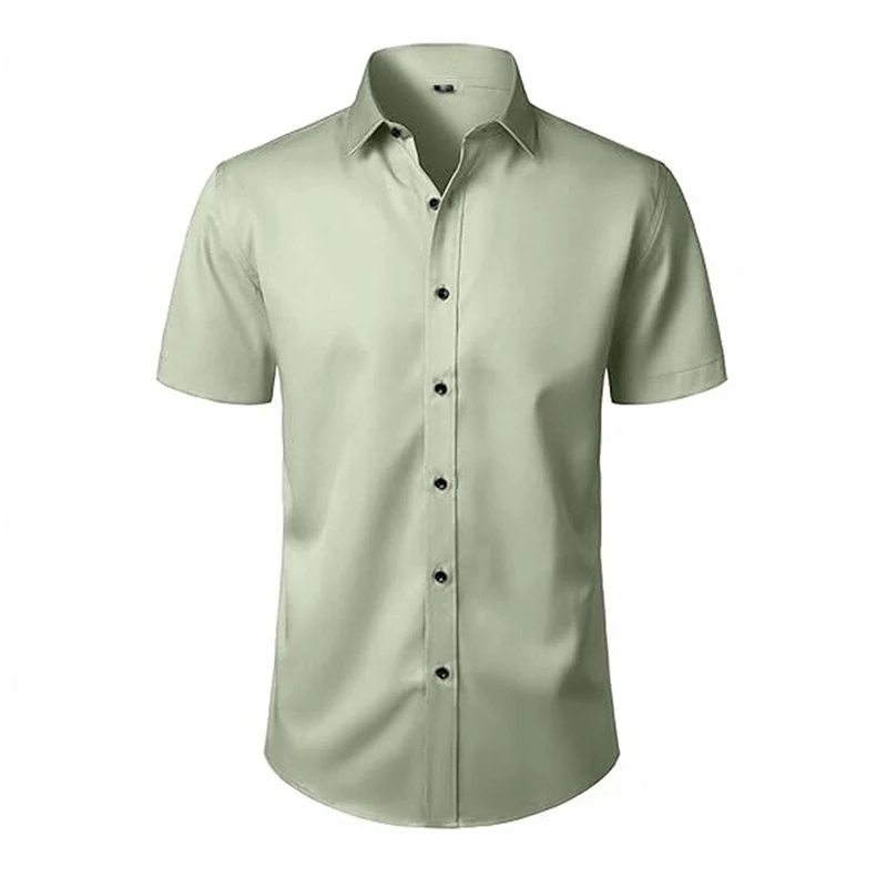 Solid Color Amazon Stretchy Plus-Size Men's Long-Sleeve Shirt, Men's Fashion Shirt, Slim Fit Outerwear