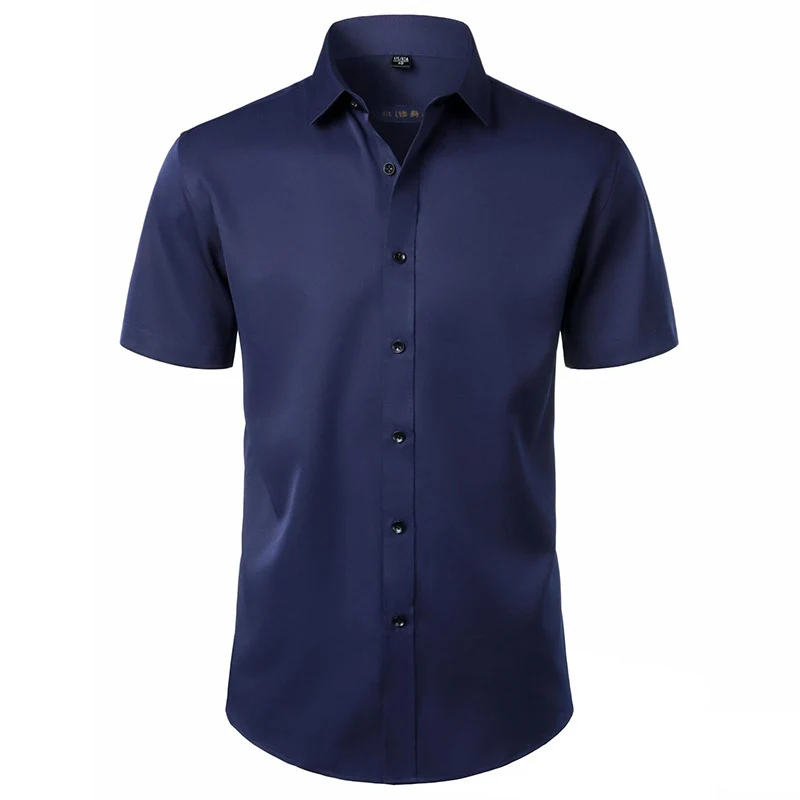 Solid Color Amazon Stretchy Plus-Size Men's Long-Sleeve Shirt, Men's Fashion Shirt, Slim Fit Outerwear