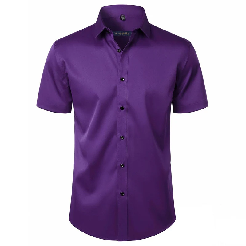 Solid Color Amazon Stretchy Plus-Size Men's Long-Sleeve Shirt, Men's Fashion Shirt, Slim Fit Outerwear